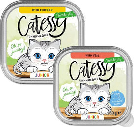 Produktbild von Catessy Junior Katzen Nassfutter Kitten Stückchen in Sauce Huhn und Kalb 32 x 100 g - 32 x 100 g
