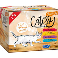Produktbild von Catessy Katzen Häppchen Mix mit 4 Sorten in Gelee ohne Zucker 144 x 100 g - 144 x 100 g