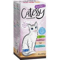 Produktbild von Catessy Katzen Nassfutter Mixpaket 8 x 100 g Pastete Wild Fasan Pute Lamm Scholle Kabeljau ohne Zucker und Konservierungsstoffe - 8 x 100 g