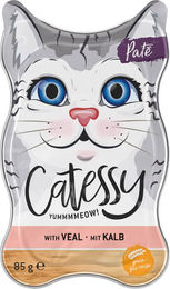 Produktbild von Catessy Katzen Nassfutter Schälchen Paté mit Kalb Huhn und Kabeljau getreidefrei 18 x 85 g - 18 x 85 g