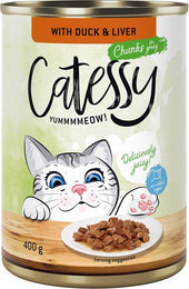 Produktbild von Catessy Katzenfutter Stückchen in Sauce Ente 12 x 400 g ohne Zucker und Konservierungsstoffe - 12 x 400 g
