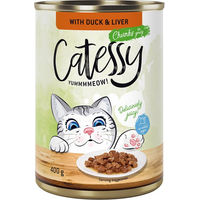 Produktbild von Catessy Katzenfutter Stückchen in Sauce Ente 12 x 400 g ohne Zucker und Konservierungsstoffe - 12 x 400 g