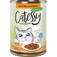 Produktbild von Catessy Katzenfutter Stückchen in Sauce mit Kalb und Huhn ohne Zucker 12 x 400 g - 12 x 400 g