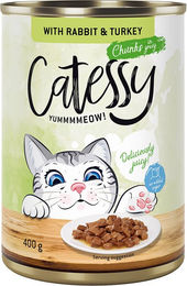 Produktbild von Catessy Katzenfutter Stückchen in Sauce mit Kaninchen und Truthahn 12 x 400 g ohne Zucker und Konservierungsstoffe - 12 x 400 g