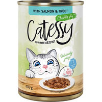 Produktbild von Catessy Katzenfutter Stückchen in Sauce mit Lachs und Forelle ohne Zucker 12 x 400 g - 12 x 400 g