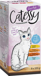 Produktbild von Catessy Katzenpastete Mixpaket 8 x 100 g Geflügel Leber Kalb Krabbe Pute ohne Zucker und Konservierungsstoffe - 8 x 100 g
