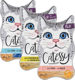 Catessy Schälchen Paté Mixpaket für Katzen mit Kalb, Huhn und Kabeljau getreidefrei 54 x 85 g - 54 x 85 g – Bild 1 von 1