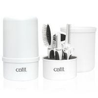 Produktbild von Catit Bürsten-Set für Mittel- und Langhaarkatzen aus Metall in Weiß