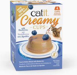 Produktbild von Catit Creamy Cups Katzen-Creme Thunfisch und Huhn mit Blaubeeren 4 x 25 g