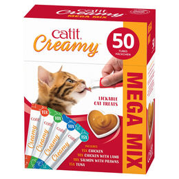 Catit Creamy Katzen-Leckerli Paste Mix 4 Sorten Huhn Lamm Thunfisch 50 x 10 g - 50 x 10 g – Bild 1 von 8