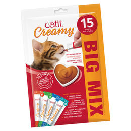 Catit Creamy Leckerli Creme für Katzen Adult Mixpaket 15 x 10 g mit Huhn, Lamm, Lachs und Thunfisch - 15 x 10 g – Bild 1 von 7