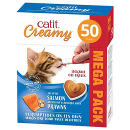 Catit Creamy Leckpaste für Katzen Lachs und Garnele 50 x 10g flüssigkeitsspendend - 50 x 10 g – Bild 1 von 6