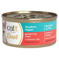 Produktbild von Catit Cuisine Duets Katzen Nassfutter Adult Thunfisch mit Lachs und Huhn in Sauce getreidefrei 75 g