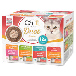 Catit Cuisine Duets Mix Pack Katzen Nassfutter Adult Stückchen in Sauce Getreidefrei 12 x 75 g – Bild 1 von 1
