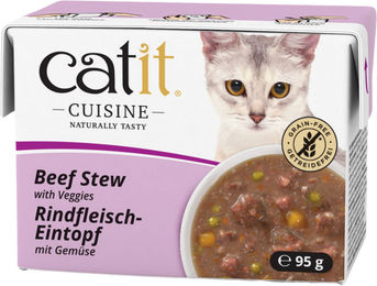 Catit Cuisine Katzen Nassfutter Rind in Sauce mit Gemüse, getreidefrei und ohne Zucker, 12 x 95 g - 12 x 95 g – Bild 1 von 3