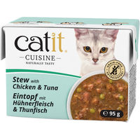 Produktbild von Catit Cuisine Katzen Nassfutter Stückchen in Sauce Huhn und Thunfisch getreidefrei ohne Zucker 95 g - 12 x 95 g