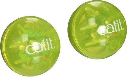 Catit Design Senses beleuchteter Ball für Katzen aus Kunststoff 2er Pack Grün Transparent – Bild 1 von 3