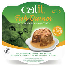 Catit Dinner Fisch Katzen Nassfutter mit Thunfisch und Lachs in Sauce getreidefrei 80 g – Bild 1 von 1