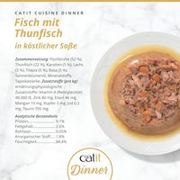 Produktbild von Catit Dinner Fisch mit Thunfisch und Karotte getreidefreies Nassfutter für erwachsene Katzen 80g