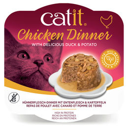 Produktbild von Catit Dinner Katzen Nassfutter Huhn mit Ente und Kartoffel Stückchen in Sauce getreidefrei 80 g