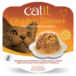 Produktbild von Catit Dinner Katzen Nassfutter Huhn mit Rind und Kürbis Stückchen in Sauce getreidefrei 80 g
