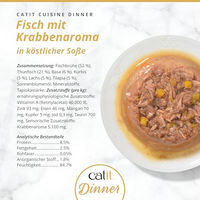 Produktbild von Catit Fisch Dinner Katzennassfutter Getreidefrei ohne Farb- und Aromastoffe 80g