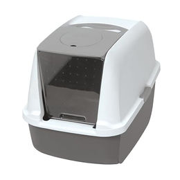 Catit Haubentoilette für Katzen mit Abdeckung und Filtersystem in Grau und Weiß – Bild 1 von 13