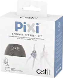 Catit Pixi Spinner Refresh Kit Ersatzteilset mit Stoffbezug und Federn für Katzen in Grau und Silber - 1 Stk. – Bild 1 von 2