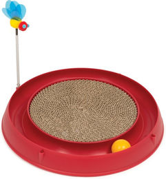 Catit Play 3in1 Katzenspielzeug mit Ballbahn und Kratzbrett aus Pappe in Rot – Bild 1 von 7