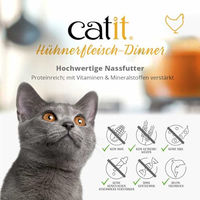 Produktbild von Catit Premium Katzennassfutter Huhn Stückchen in Sauce, getreidefrei, für erwachsene Katzen, 80g