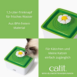Catit Senses 2.0 Flower Fountain MINI Trinkbrunnen für Katzen und Kitten in Weiß/Grün – Bild 1 von 7