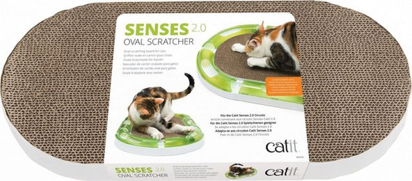 Catit Senses 2.0 Oval Scratcher Kratzbrett für Katzen aus Pappe mit Katzenminze 24,5x49cm - 1 Stk. – Bild 1 von 7