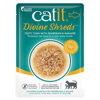 Produktbild von Catit Shreds Katzen Nassfutter Adult Thunfisch Seebrasse und Wakame Stückchen in Sauce getreidefrei 75 g