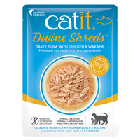 Produktbild von Catit Shreds Katzen Nassfutter Stückchen in Sauce mit Thunfisch und Huhn für Adult, getreidefrei, 75 g