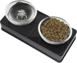 Catit Style Glass Diner erhöhter Doppelnapf aus Glas in Schwarz und Transparent - 0,2 l – Bild 1 von 6