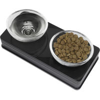 Produktbild von Catit Style Glass Diner erhöhter Doppelnapf aus Glas in Schwarz und Transparent - 0,2 l