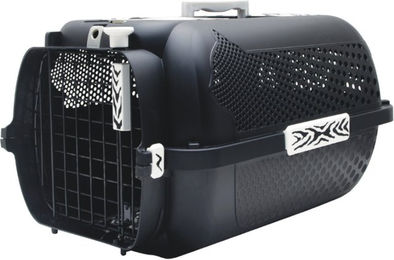 Produktbild von Catit Transportbox Voyageur White Tiger Black für Katzen kleine Rassen aus Kunststoff 38 x 57 x 31 cm