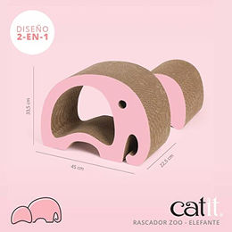 Catit Zoo Elefant 2-in-1 Rosa Katzen-Spielzeug mit Catnip und Kratzpappe für alle Altersstufen – Bild 1 von 3