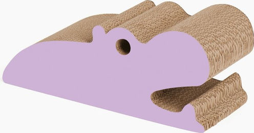 Catit Zoo Scratcher Hippo Kratzbrett aus Pappe in Rosa und Lila für Katzen – Bild 1 von 6