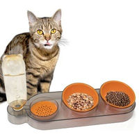Produktbild von CATOBEL Katzen Futterbar Dinner Station mit 2 Näpfen und Wasserspender für Katzen und kleine Hunde in Orange aus Kunststoff
