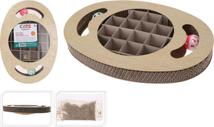Cats Collection Katzenkratzbaum aus Holz und Karton mit 2 Holzkugeln 36x25x5cm – Bild 1 von 1