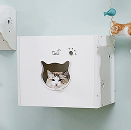 CatS Design Jumbo Kletterwand für Katzen aus Holz mit Kratzmatte in Beige und Weiß – Bild 1 von 13