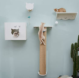 CatS Design Katzen Kletterwand Set XXL aus Holz 4-teilig mit Kratzsäule und Wandelementen – Bild 1 von 2