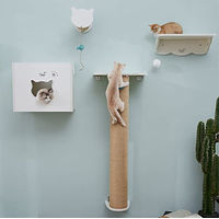 Produktbild von CatS Design Katzen Kletterwand Set XXL aus Holz 4-teilig mit Kratzsäule und Wandelementen