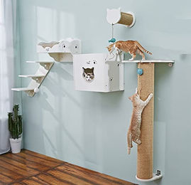 CatS Design Katzen Kletterwand Set XXL aus Holz 5-teilig mit Wandkratzbaum und Wandhöhle – Bild 1 von 2