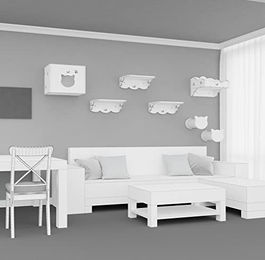 CatS Design Katzen Kletterwand Set XXL aus Holz 7-teilig mit Kratzsäule und Wandelementen – Bild 1 von 2