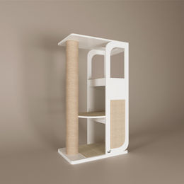 CatS Design Kratzbaum Nordre RL-K Katzenspielturm aus Holz in Weiß und Beige – Bild 1 von 2