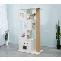 Produktbild von CatS XXL Kratzbaum aus Holz mit Katzenhaus und Katzenhöhle in Weiß