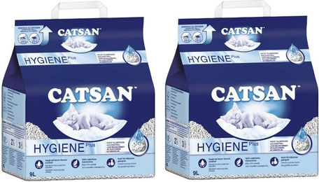 Catsan Hygiene Plus Katzenstreu unparfümiert nicht-klumpend 2 x 4l - 2 x 9 l – Bild 1 von 5
