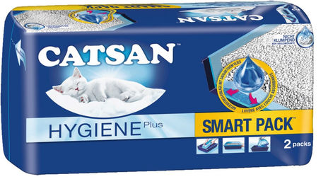 Catsan Katzenstreu Hygiene Plus unparfümiert nicht-klumpend und geruchsbindend 12 x 4L (48L) – Bild 1 von 3